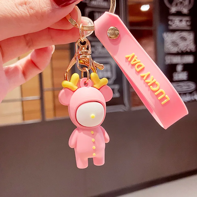 

Creativity Cartoon Lucky Deer Treasure Key Chains Cute Children's Backpack Accessory Keyrings Fashion Men's Gift Keychain2021