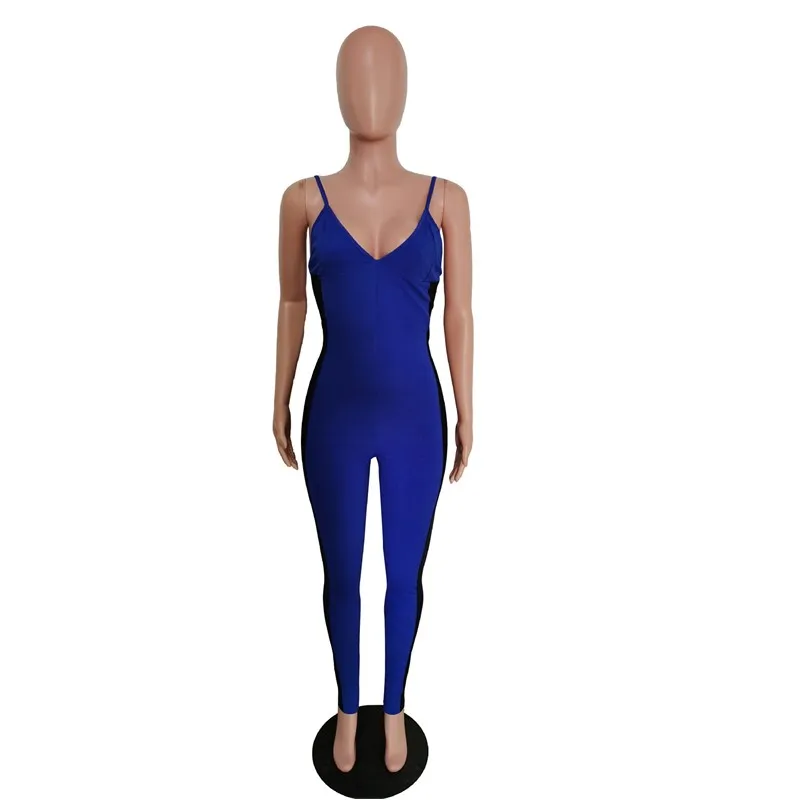 

2020 summer women's high-quality casual mesh yarn pit strip bandage breathable slim sports long jumpsuit wholesale dropshpping