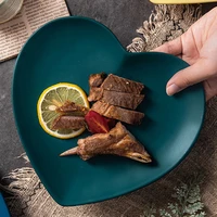creative heart shape ceramic plate home steak tray fruit snack breakfast plate western food dish kitchen decoration tableware