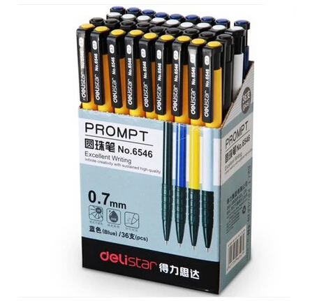 36pcs 0.7mm blue ballpoint pen pressed blut oil delistar ballpoint pen with 10 pcs refill stationery pen