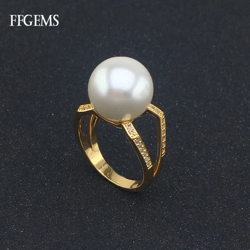 FFGems желтое золото ракушка с грушевидным кольцом ювелирные украшения для женщин