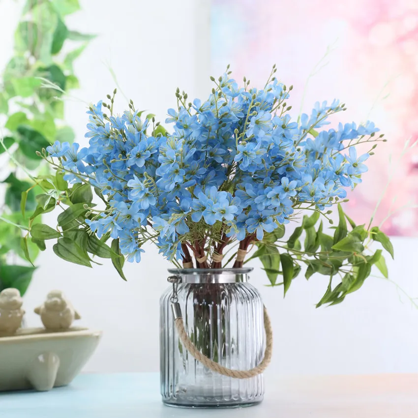 

Artificial Silk Flower branch 6 Heads Jasmine Floral Bunch Farmhouse Home Spring Decoration Wedding Bouquet Flower Arrangement