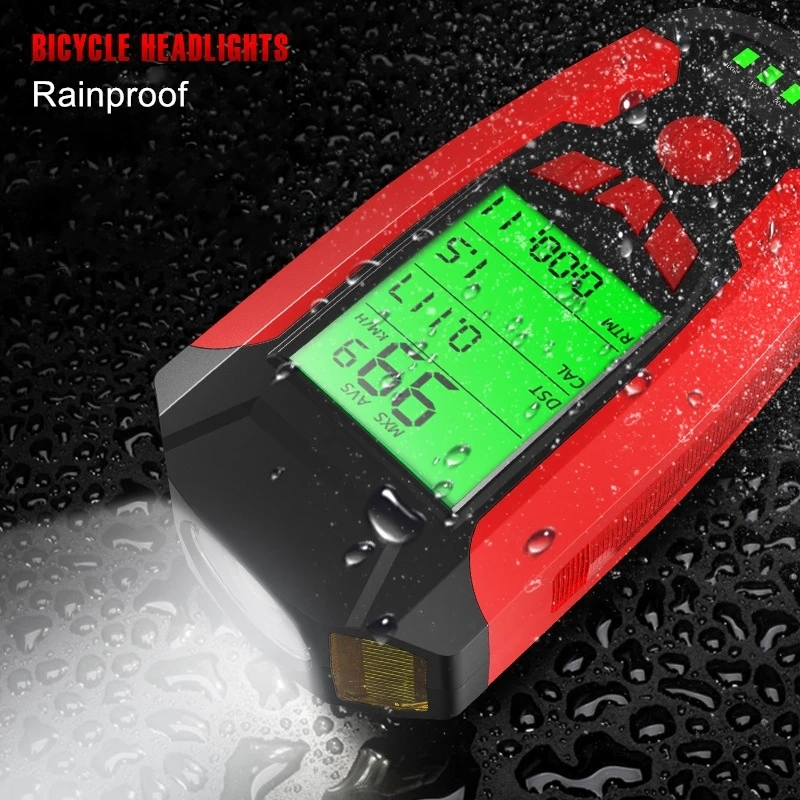 New Bicycle Light with Bike Computer Speedometer USB Lamp COB LED Front Headlight Digital Cycling Odometer Equipment | Спорт и