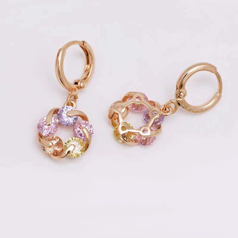 Женские серьги-капельки MxGxFam Разноцветные серьги золотистого цвета с поворотом