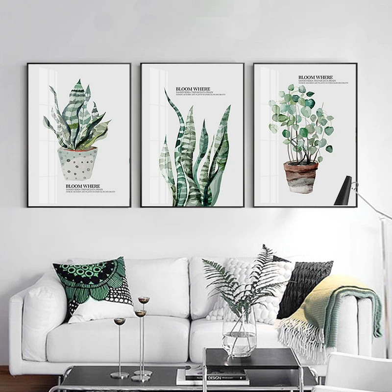 Спрей цвет тропических растений листья скандинавские в горшке зеленый лист