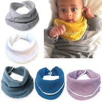 cotton baby bibs lace tassel newborn saliva feeding towel double layer triangle scarf bandana bib boys girls absorbent cloth