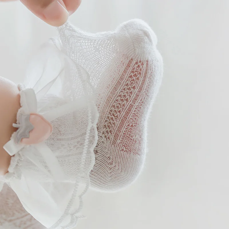 

3 Pairs Breathable Cotton Lace Ruffle Princess Mesh Socks Children Ankle Short Sock White Pink Baby Girls Kids Toddler