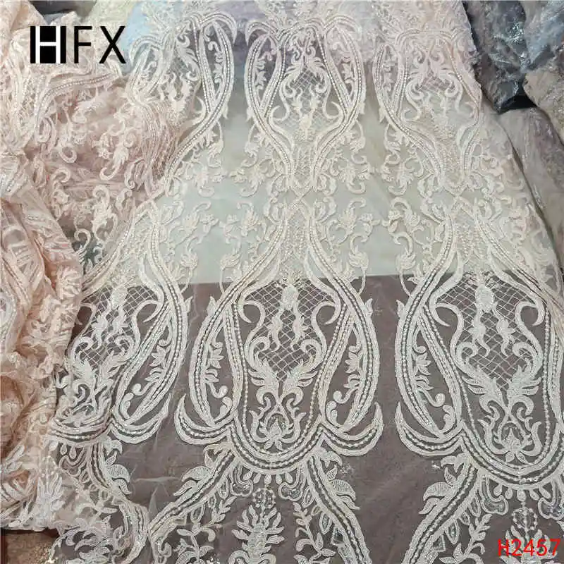 HFX африканская кружевная ткань роскошное вышитое бисером платье ручной работы