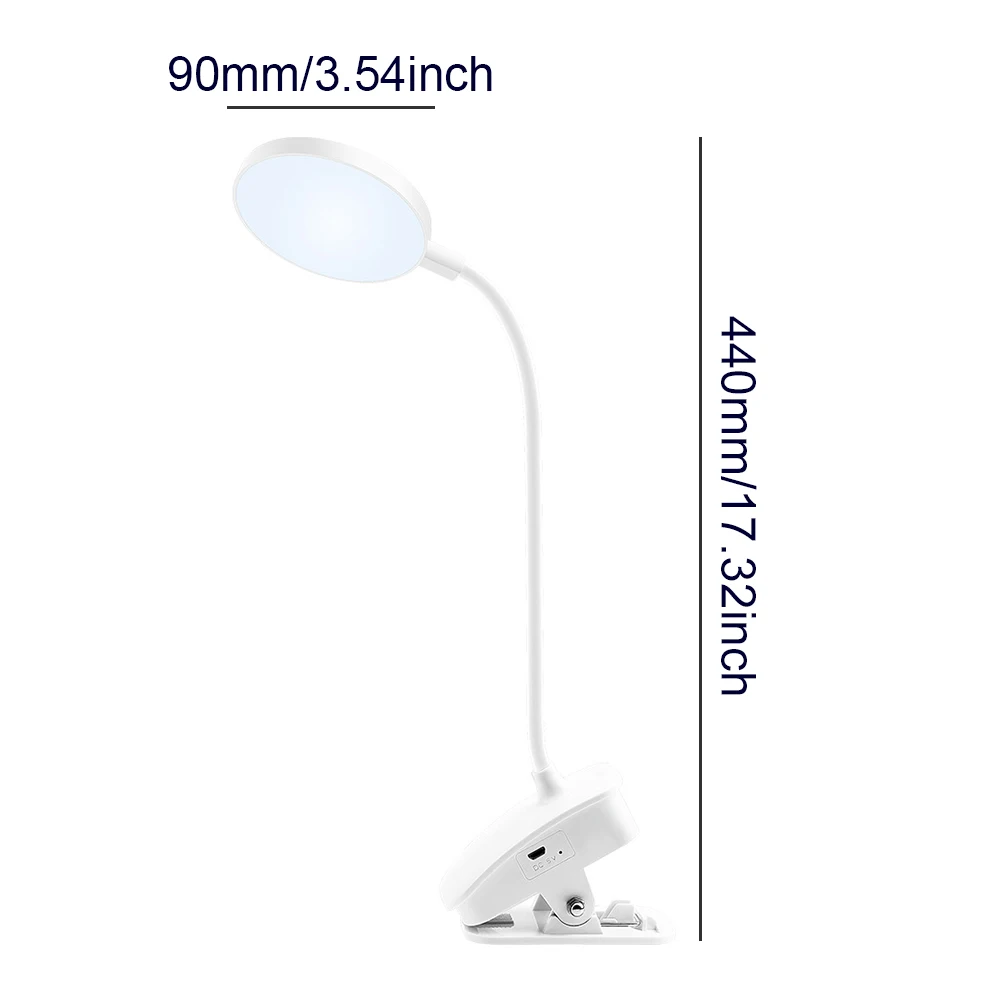 

LED Desk Lamp Touch Dimmable Table Lamp USB/Battery Powered Eye Protection Reading Night Light With Clip Portable Circular Lamp