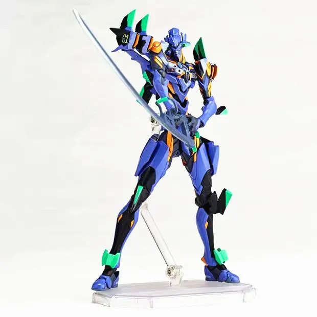 Тинейджеров Revoltech Аска Лэнгли сорью»(Evangelion Evolution EV-001 воина гундама Тесты Тип-01 с светодиодный светильник ПВХ фигурка Коллекционная модель детские игрушки куклы; высота каблука 14 см