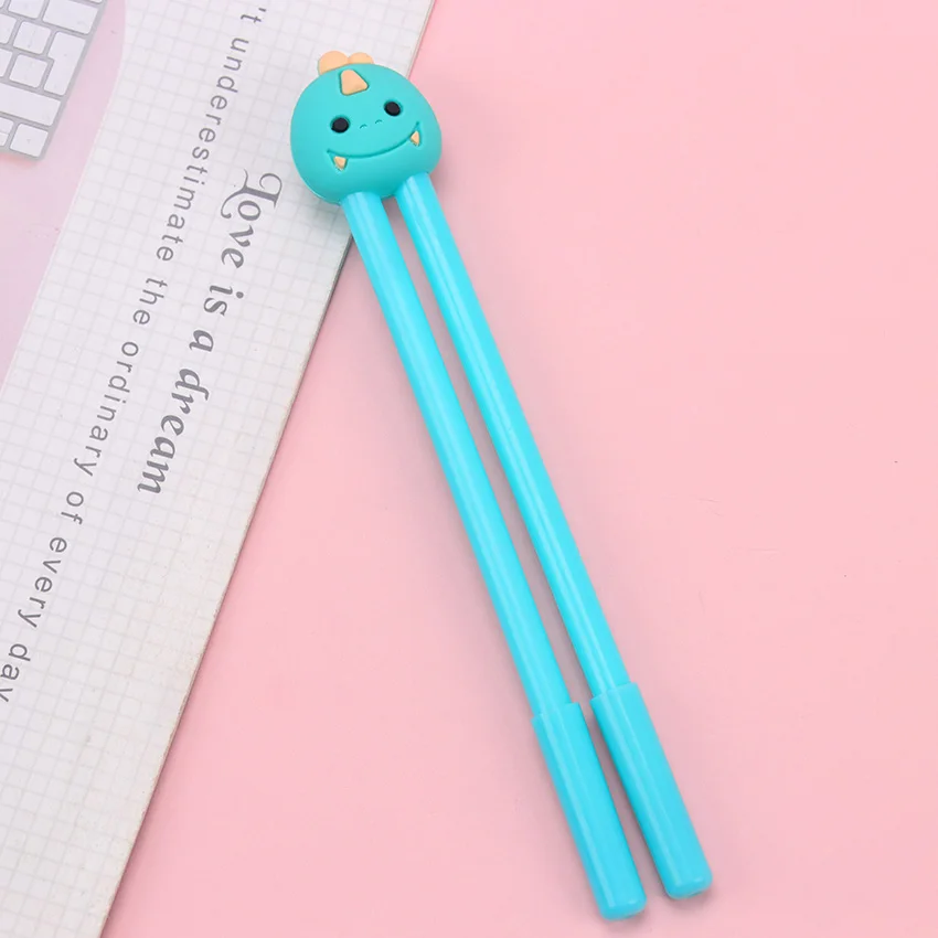 dinosaur 2 шт./пара ленивый штраф ручка 0,5 мм, принт с героями мультфильмов Kawaii, Животные записи пара гелевая ручка школы и офиса письменные принадлежности Канцтовары для студентов - Цвет: dinosaur