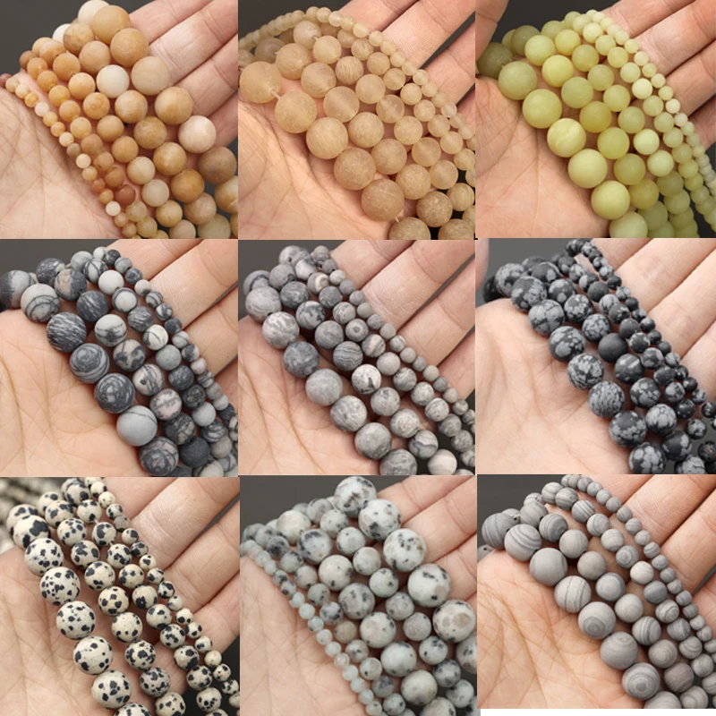 

Hesiod 4/6/8/10/12mm Natural Tiger Eye Stone Loose Beads Matte Frosted Labradorite Agates Spacer Seed Beads for Jewelry Making
