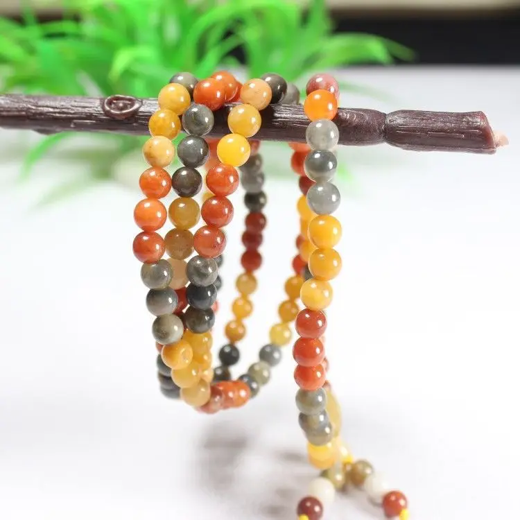 

Women Natural Colorful Bracelet Agate Round Jades Stone Beads Elastic Beaded 108 Multi-turn Bracelets Men Jewelry Accessories