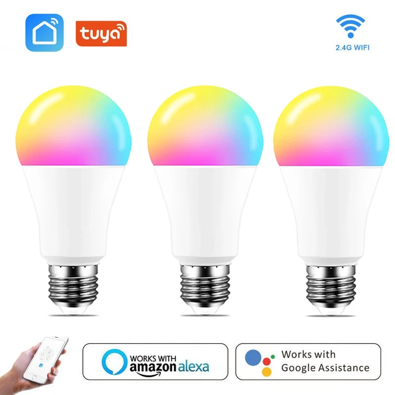 

Умсветильник лампа E27 с Wi-Fi, 9 Вт, светодиодная лампа RGB, работает с Alexa/Google Home AC85-265V RGB + белая Регулируемая лампа с функцией таймера