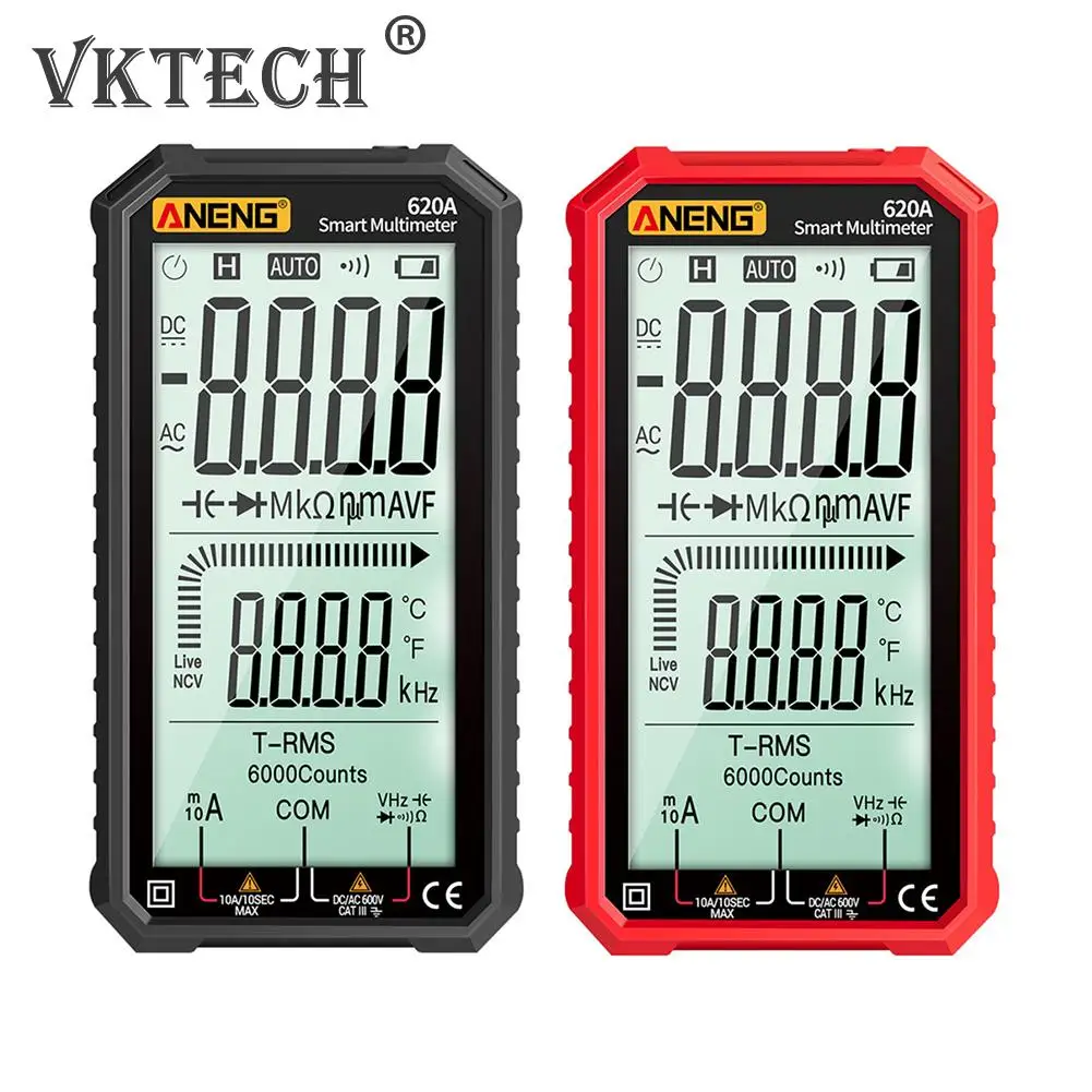 

620A LCD Digital Multimeter Portable 6000 Counts Auto Ranging AC DC Volt Voltmeter Ammeter Ohm Voltage Capacitance Tester Meter