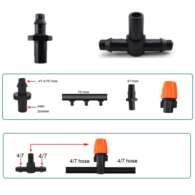 10 шт. 1/4 &quotОрошения Сада висит туман насадка опрыскивателя футболка 4/7 шланг на