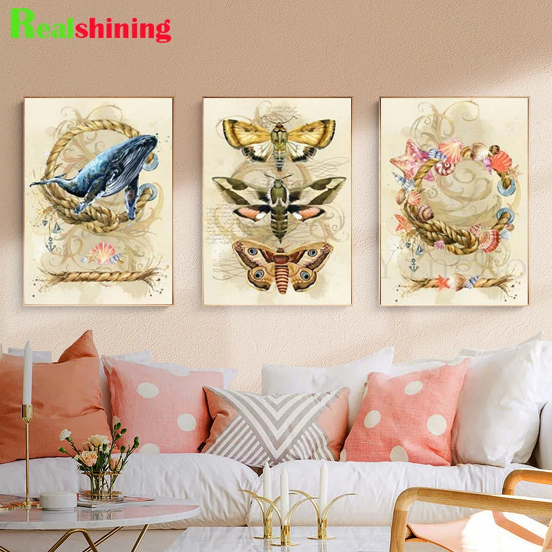 

Набор для алмазной мозаики N1610, картина из квадратных страз, вышивка крестиком, с рисунком Кита, бабочки, модульная винтажная 5d мозаика, деко...