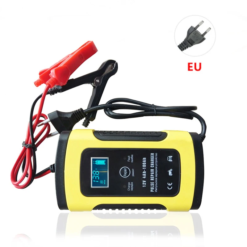 

12V Intelligent Car Motorcycle Battery Charger for Auto Moto Smart Charger LCD Display Temperature Monitoring for Car Truck Boat