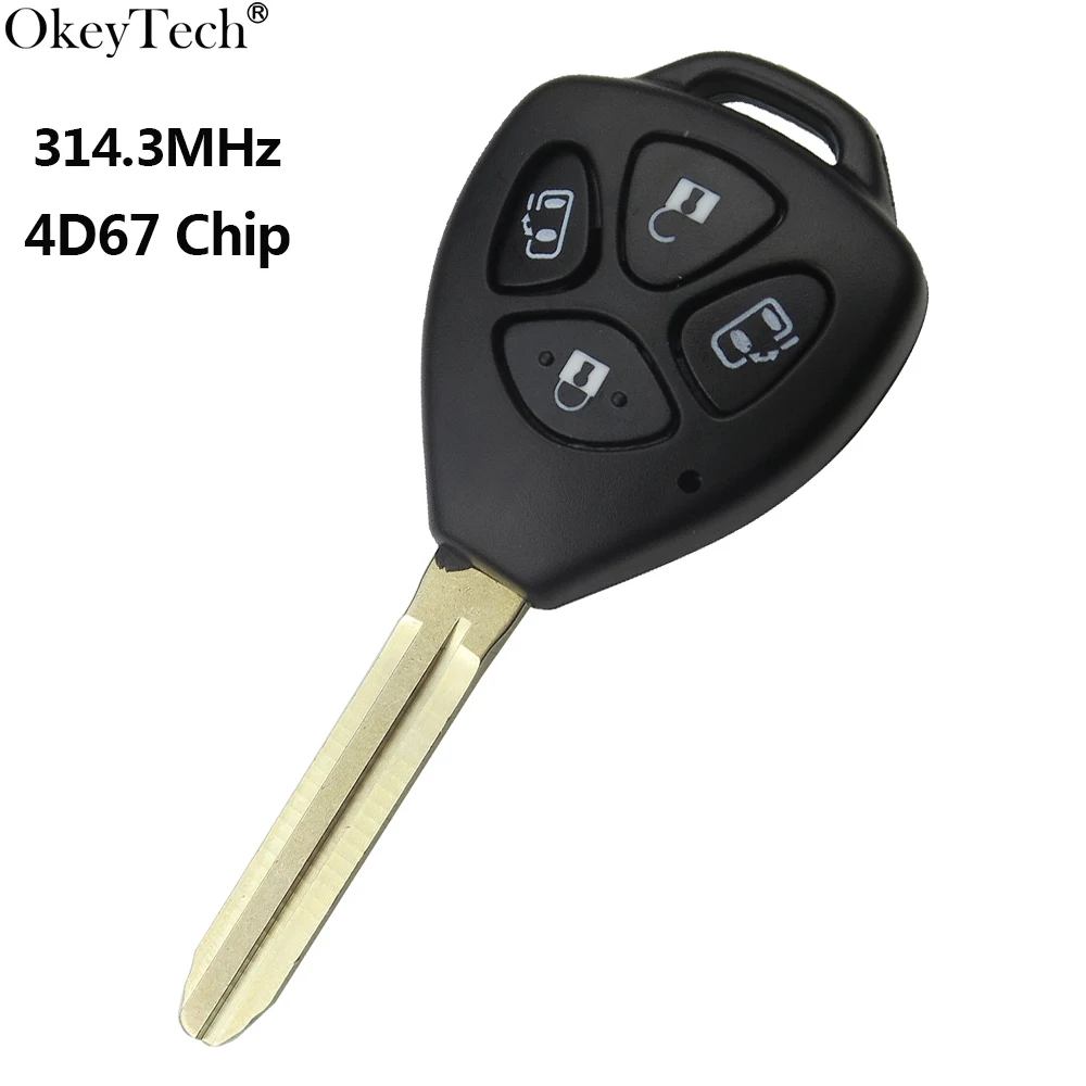Дистанционный ключ Okeytech с 4 кнопками чип 314 3 МГц 4D67 лезвием TOY43 брелок для Toyota Alphard