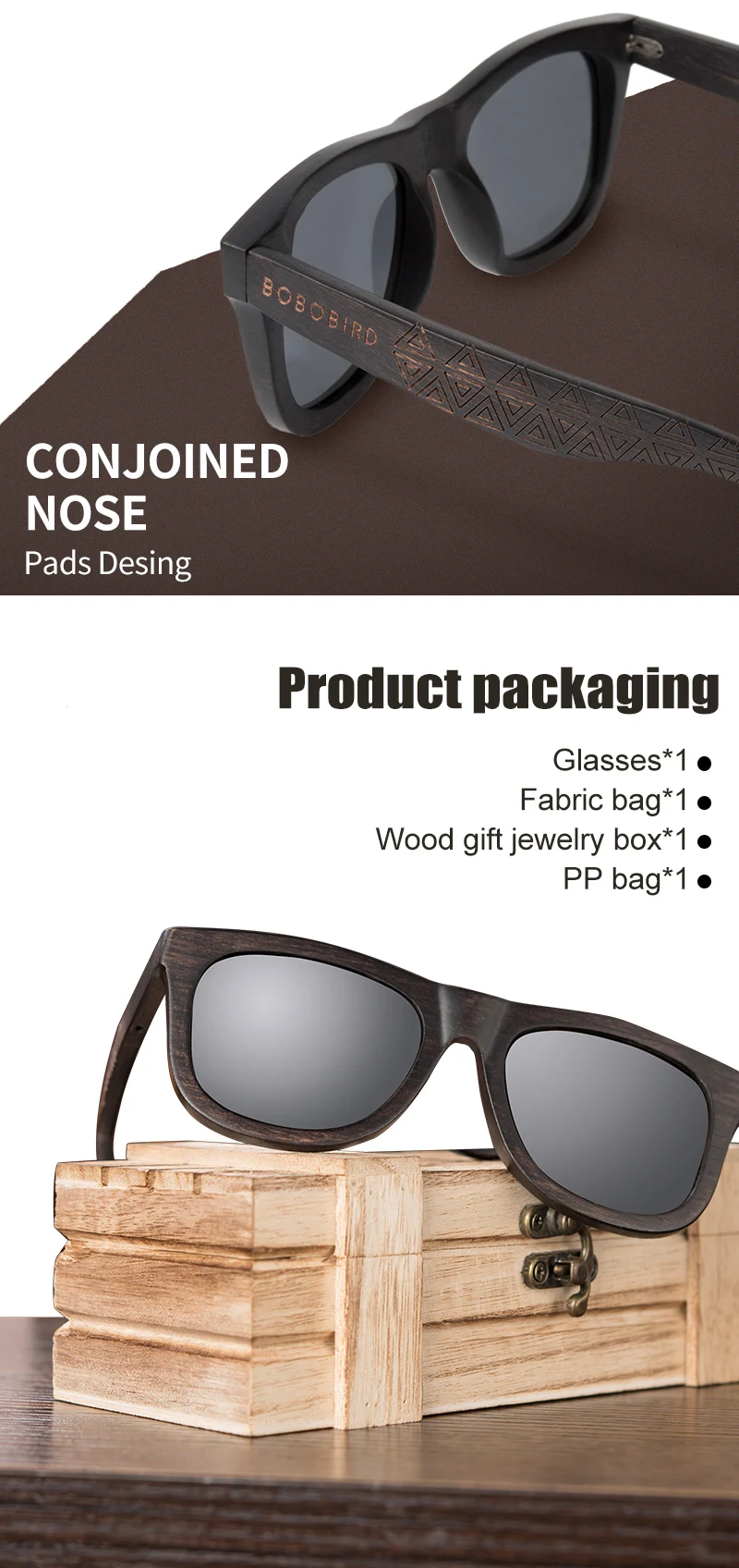BOBO BIRD Okulary Ebony Wood Солнцезащитные очки поляризованные серые линзы для мужчин и женщин очки с гравировкой дропшиппинг