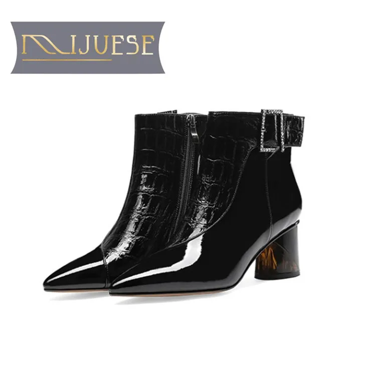 Женские ботильоны из коровьей кожи с острым носком на высоком каблуке|Женские