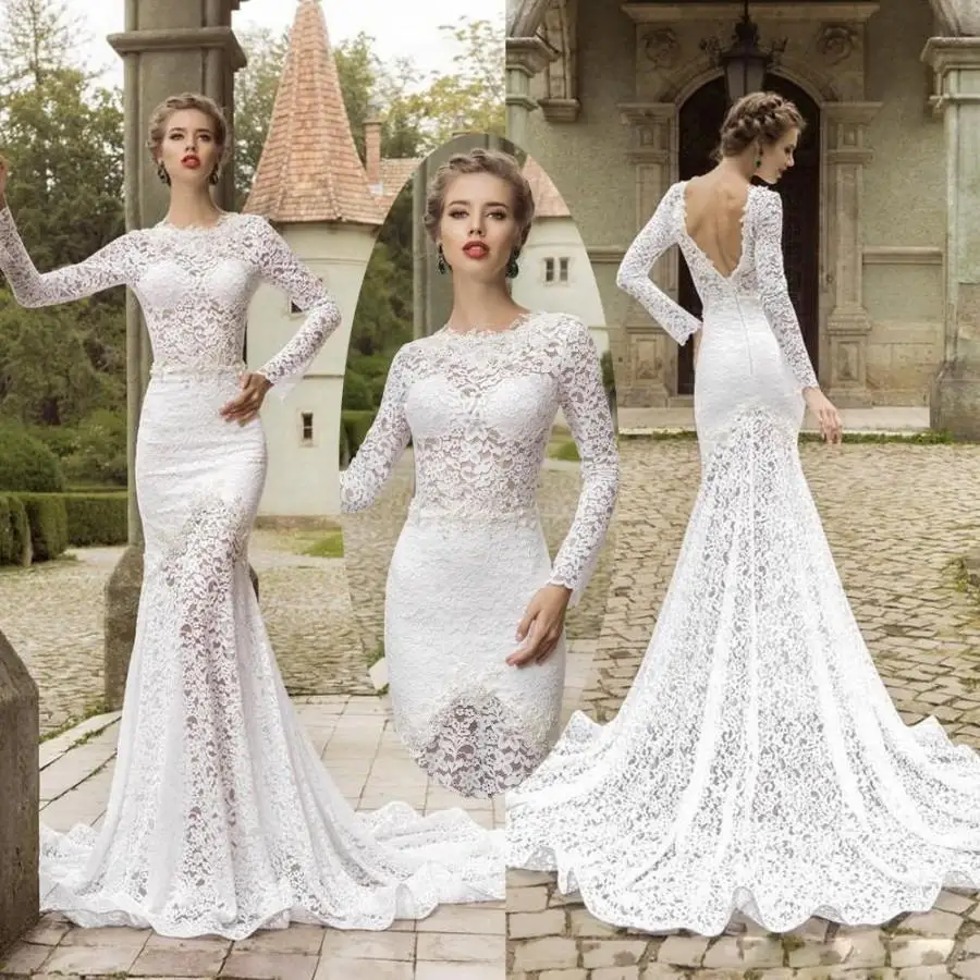 Marry me Дубай 2021 с длинными рукавами открытой спиной аппликации Русалка кружева