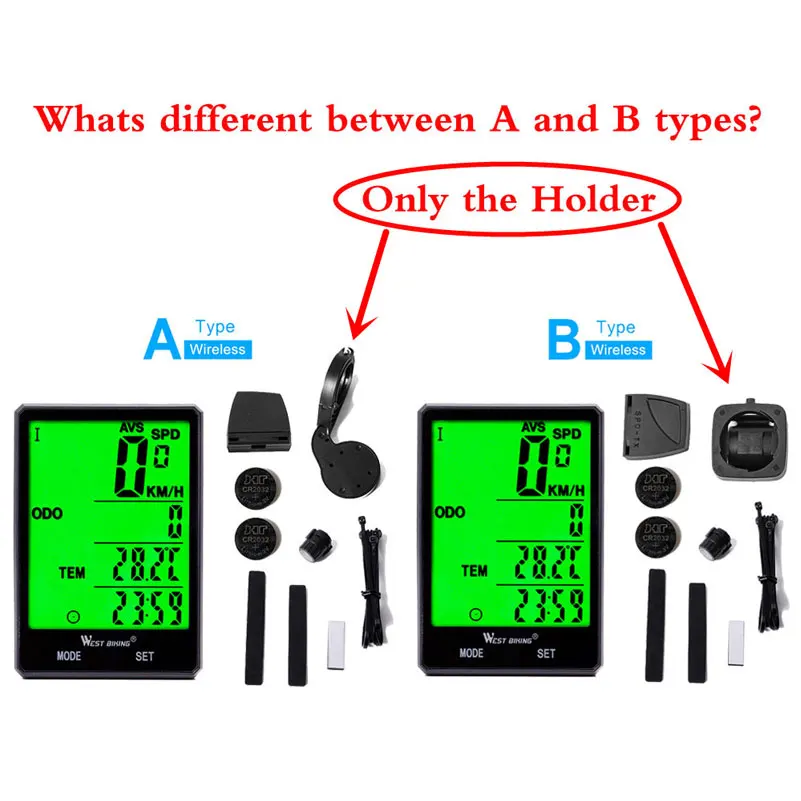 

West Biking Wireless Bike Computer Speedometer Odometer Rainproof Bike Measurable Temperature Stopwatch Cycling Bicycle Computer
