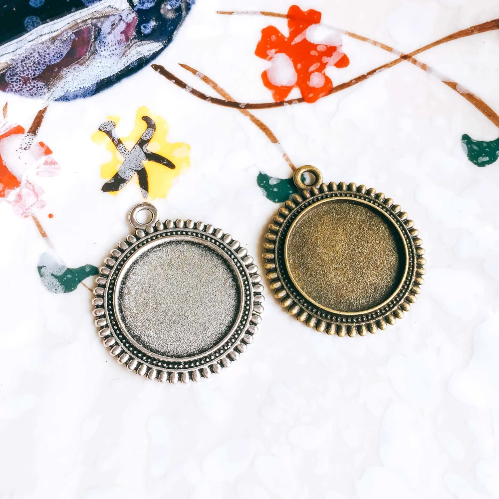 5 шт. стеклянные подвески для ожерелья серебристого цвета|glass cabochon|cabochon blanksjewelry