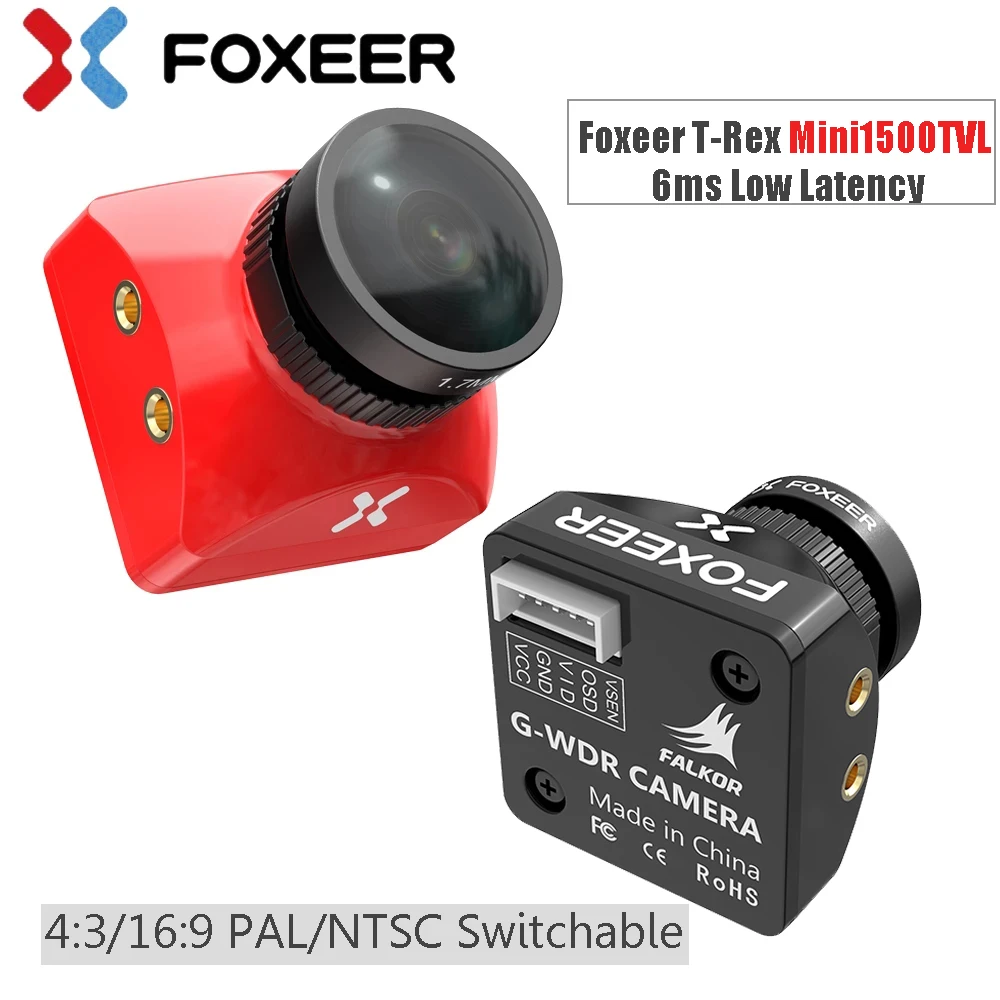 Foxeer T-Rex Mini 1500TVL 6ms Low Latency CMOS 2MP 4:3/16:9 PAL/NTSC Switchable Super WDR FPV Camera for FPV Racing Drones