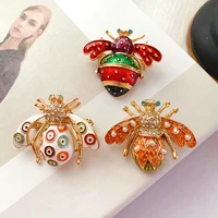 2021 simple temperament baroque vintage insect bee drop glaze enamel pearl brooch badge new female accessories