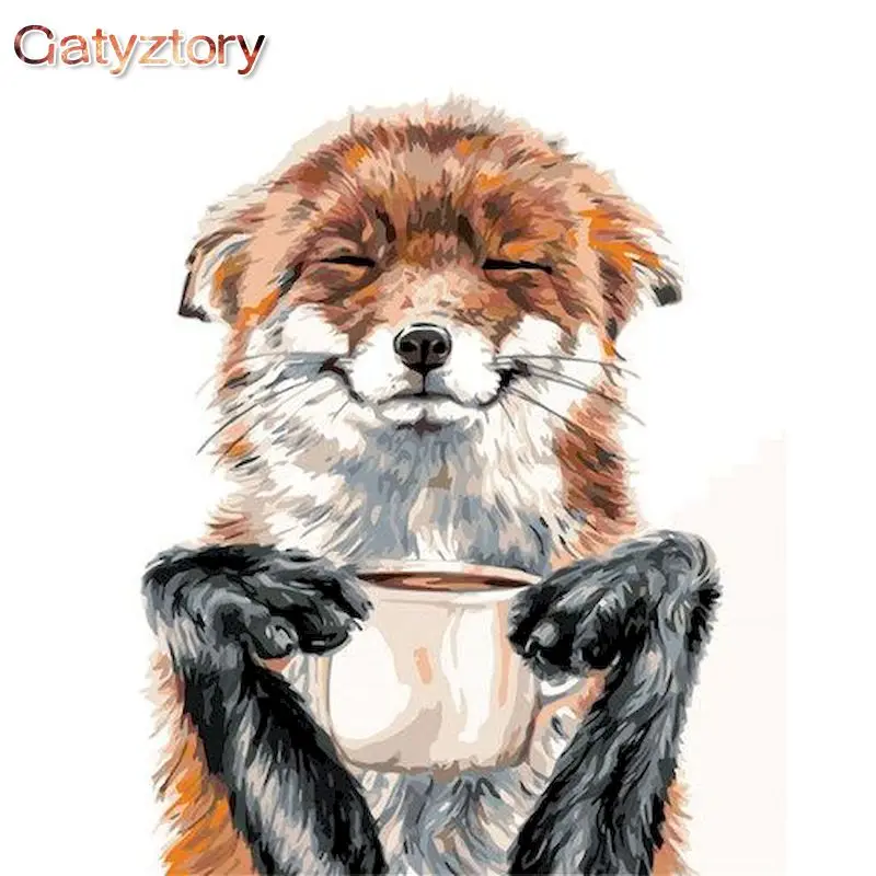 

GATYZTORY Zero Basis DIY Painting By Numbers HandPainted Oil Painting Cartoon Dog Picture Colouring Home Decor Handmade Gift