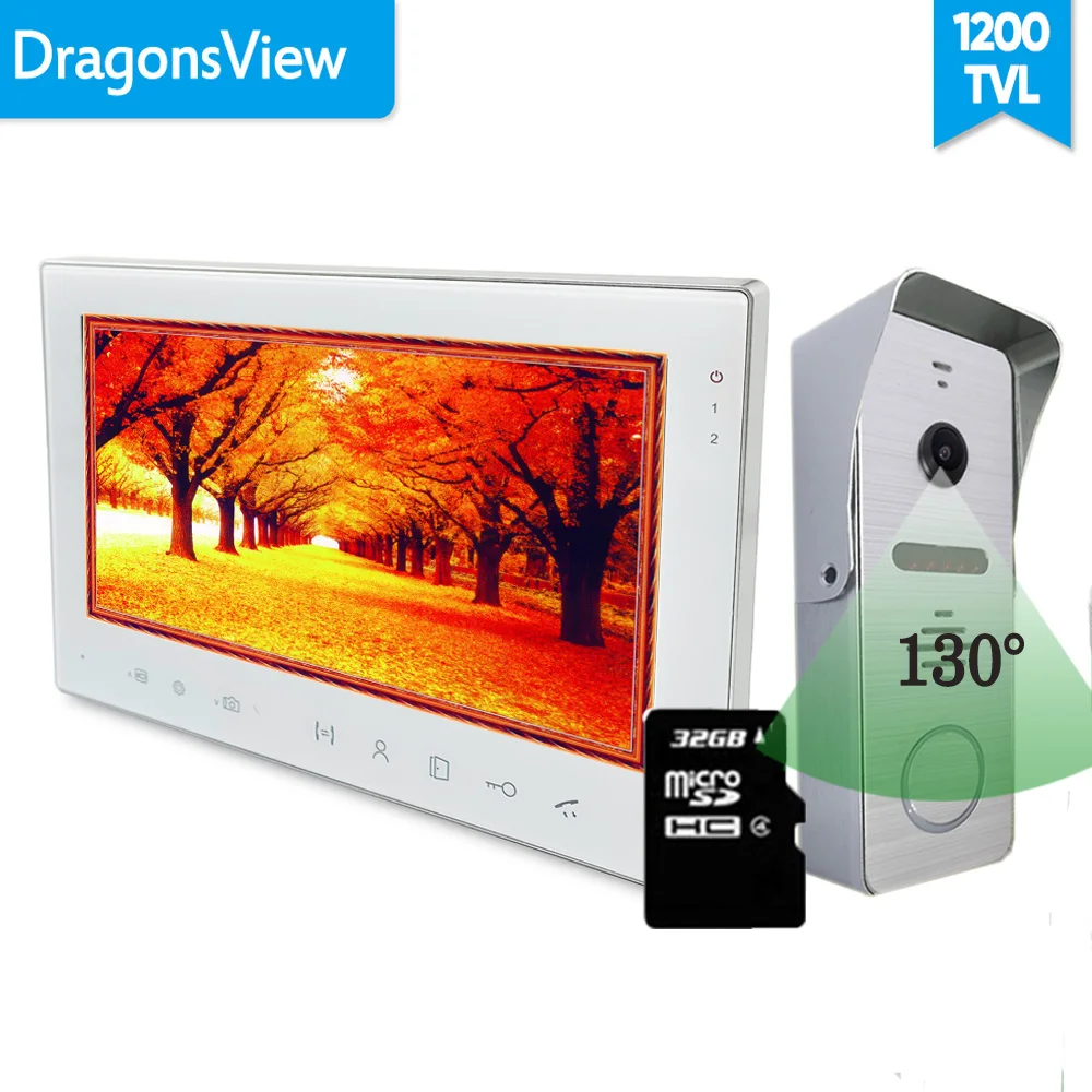 

[Wide Angle] Dragonsview 7 Inch Video Intercom System With SD Card Video Door Phone Doorbell Kits Unlock 130 Degree IR