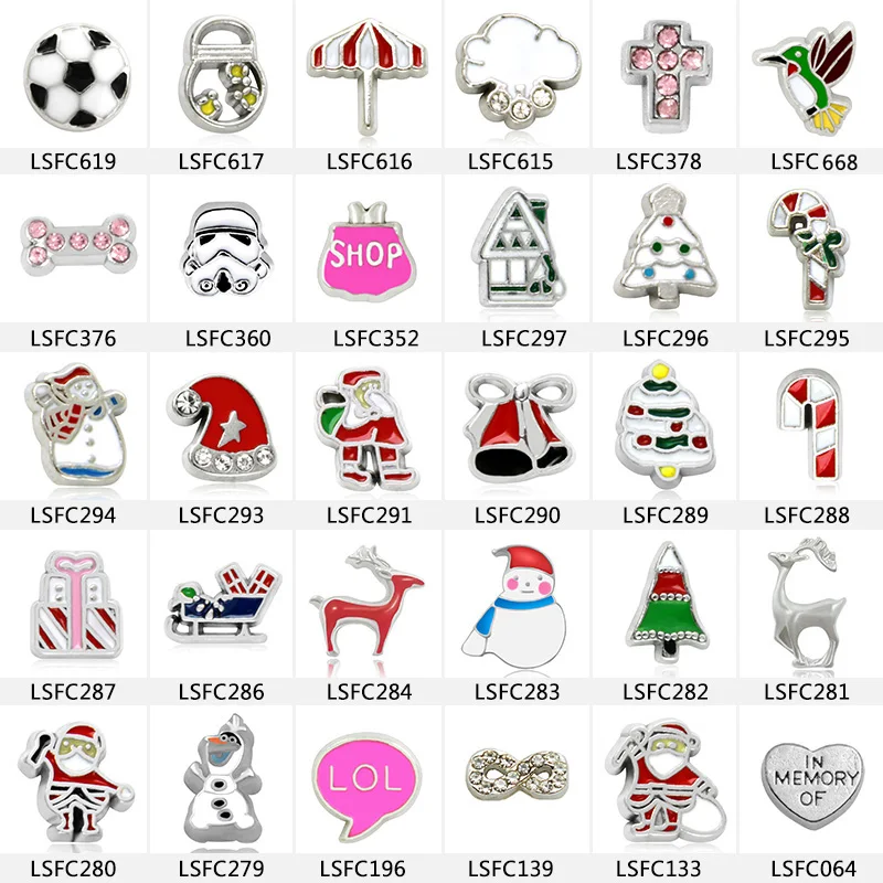 10 шт рождественские микс Стиль плавающие амулеты цинковый сплав подходят