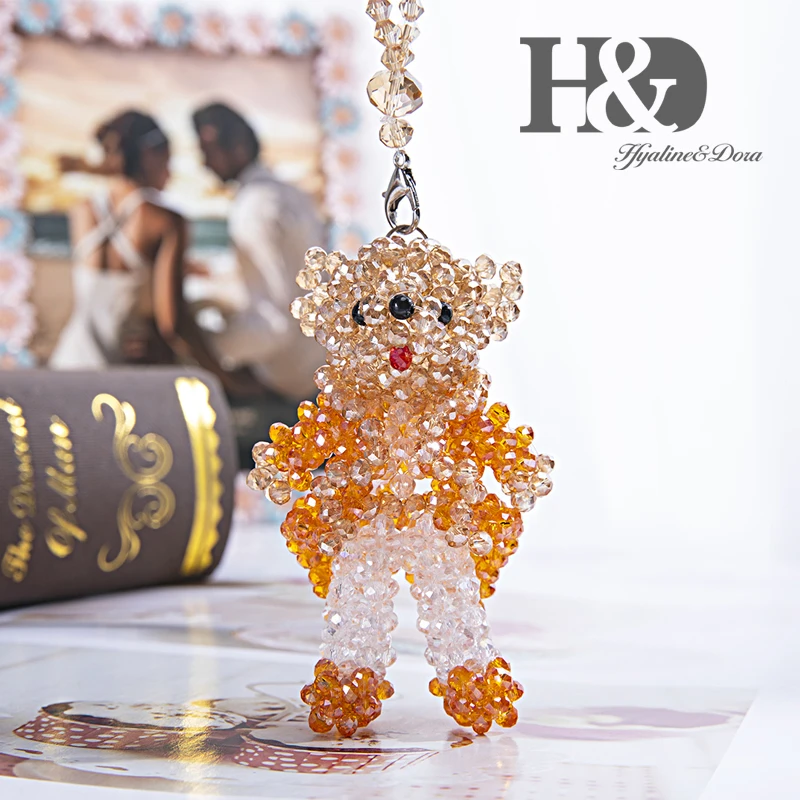 Bride H&D, Висячие вязанные подвески для жениха и невесты, вязаные бусины Rondelle в форме сердца, украшение в виде утки, украшение сзади автомобиля, Хрустальная Призма, свадебный подарок - Цвет: Bride