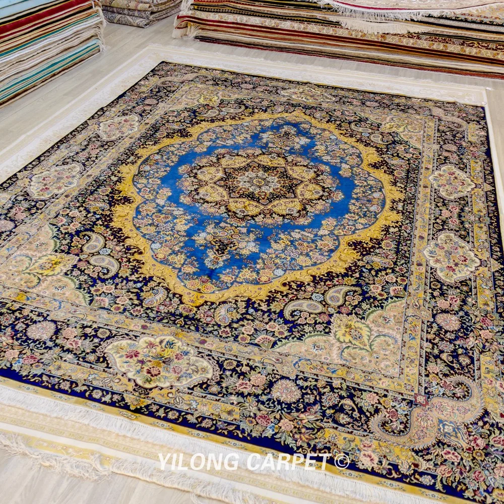 Beste Yilong 9 'X 12' Klassieke Home Decoratie Perzische Handgeknoopte Oosterse Zijde Iraanse Tapijten (ZQG414)