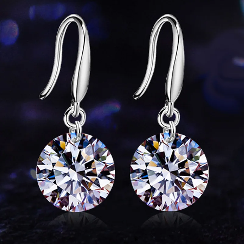 

Free Shipping 925 Sterling Silver AAA Zircon Open Drilling Pendants Earrings Fashion Jewelry Women's Earrings