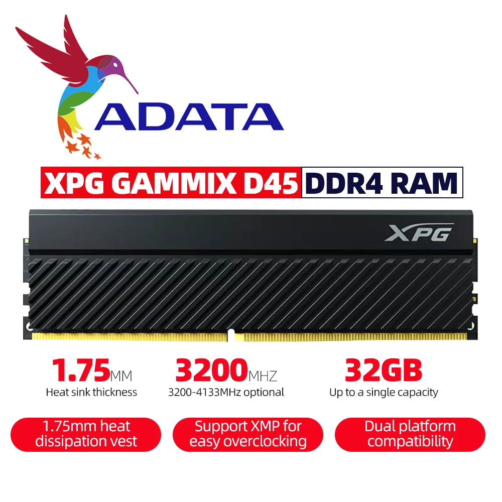 

ADATA New XPG GAMMIX D45 Memoria Ram DDR4 8GB 16GB Ram DDR4 3200MHz 3600MHz DIMM Memory For PC Desktop RAM Module