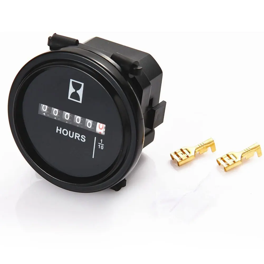 

12v 24v 36v Mini Hour Meter Marine Boat Auto Engine 2" Round Waterproof Gauge Car Trucks Mechanical Hour Meter Counter Timer