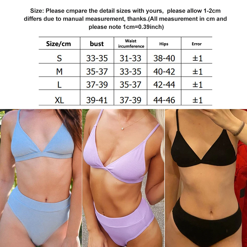 

Women Two Piece Swimsuit Push-up Bra Deep V High Waisted Bikini High Cut Bikini Set Sexy Bathing Suits