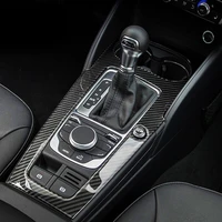 car styling carbon fiber sticker for audi a3 8v s3 2014 2019 console gearshift frame decorative trim strips interior accessories