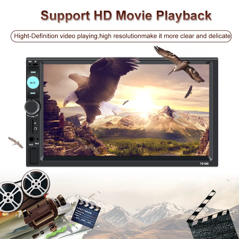Автомагнитола 2 Din мультимедийный плеер с сенсорным экраном 7 дюймов Bluetooth HD