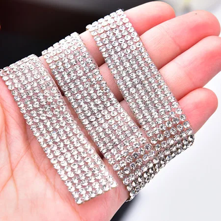 6row 15mm width 5 Ярд/лот Необычные хрустальные стразы на цепочке, свадебная аппликация, стеклянные бусины со стразами, окантовка, сетка для свадебного платья, украшение дома - Цвет: 6row 15mm width