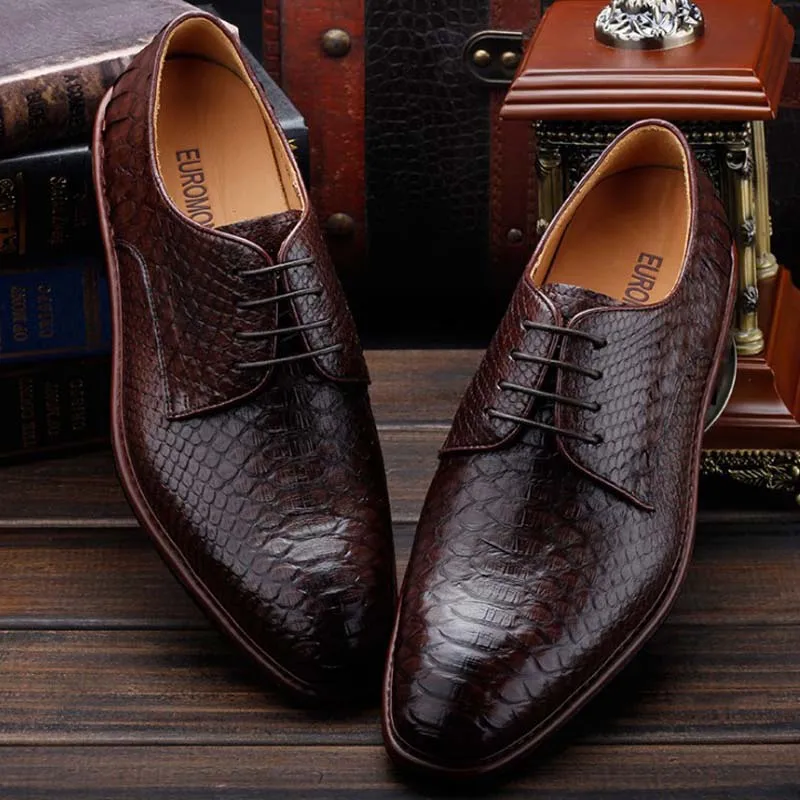 Деловые кожаные мужские туфли ourui из натуральной кожи питона белые на шнуровке