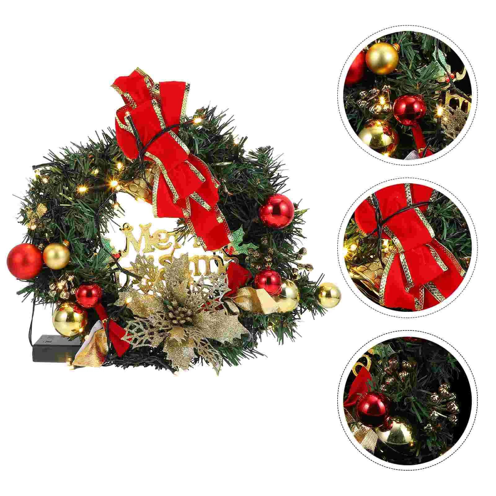 

1pc Glowing Wreath Door Pendant Festival Scene Pendant Xmas Hanging Adornment