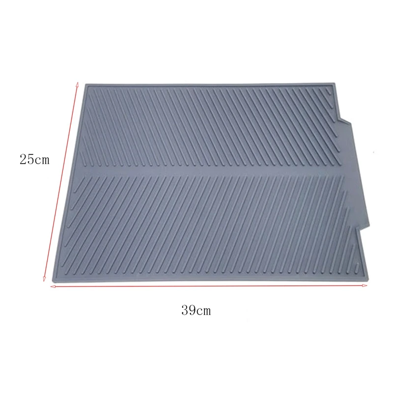Silicone Dish Drying Mat Flume Folding Draining Rectangle Drain Dishes Pad Heat Resistant Non-Slip Tray Gray | Дом и сад