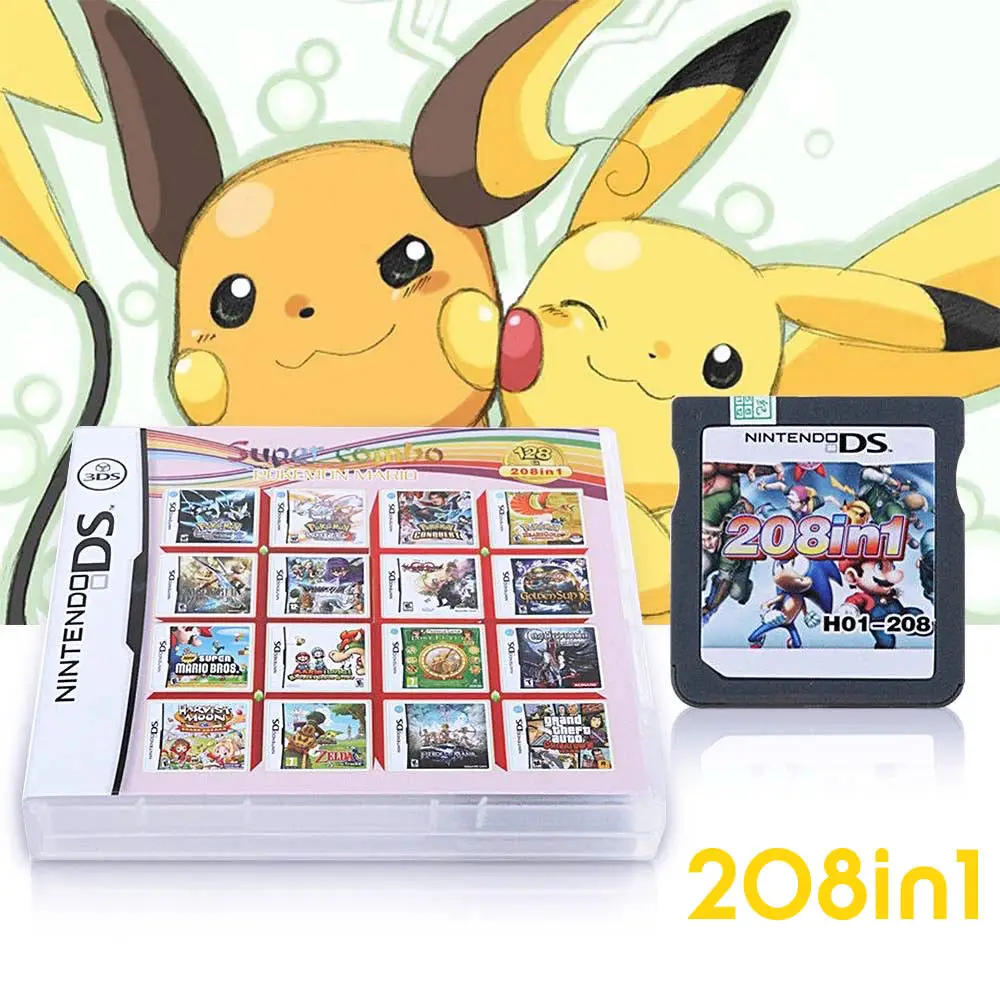 

208 in 1 Compilation 3ds Games Pokemon Mario Video Album Game Cartridge Multicart For Nintendo Ds NDS NDSL NDSI 2DS 3DS NEW3DSLL