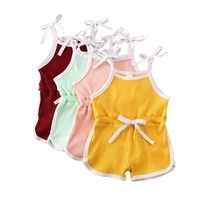 4 solid color jumpsuit summer infant baby girls rompers overalls solid sleeveless drawstrings jumpsuits new lovely baby clothes