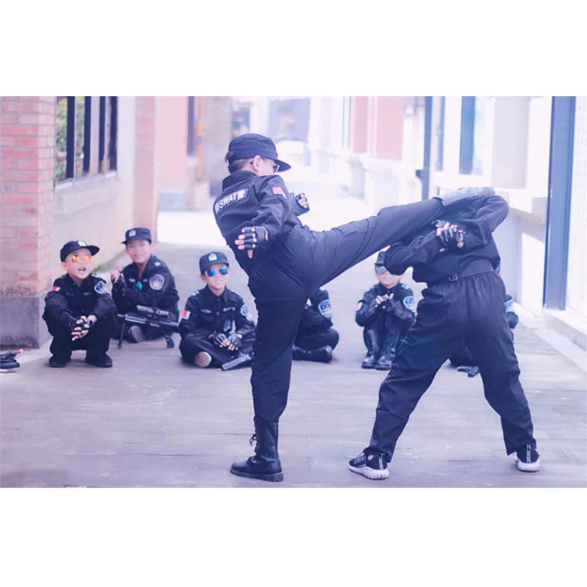 Детские костюмы для косплея мальчиков униформа полицейского военная спецназ