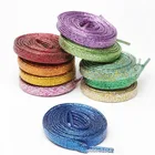 Блестящие белые шнурки для кроссовок, металлические блестящие плоские шнурки серебра шнурок золотого цвета пробы, спортивные кроссовки со шнуровкой для мужчин и женщин