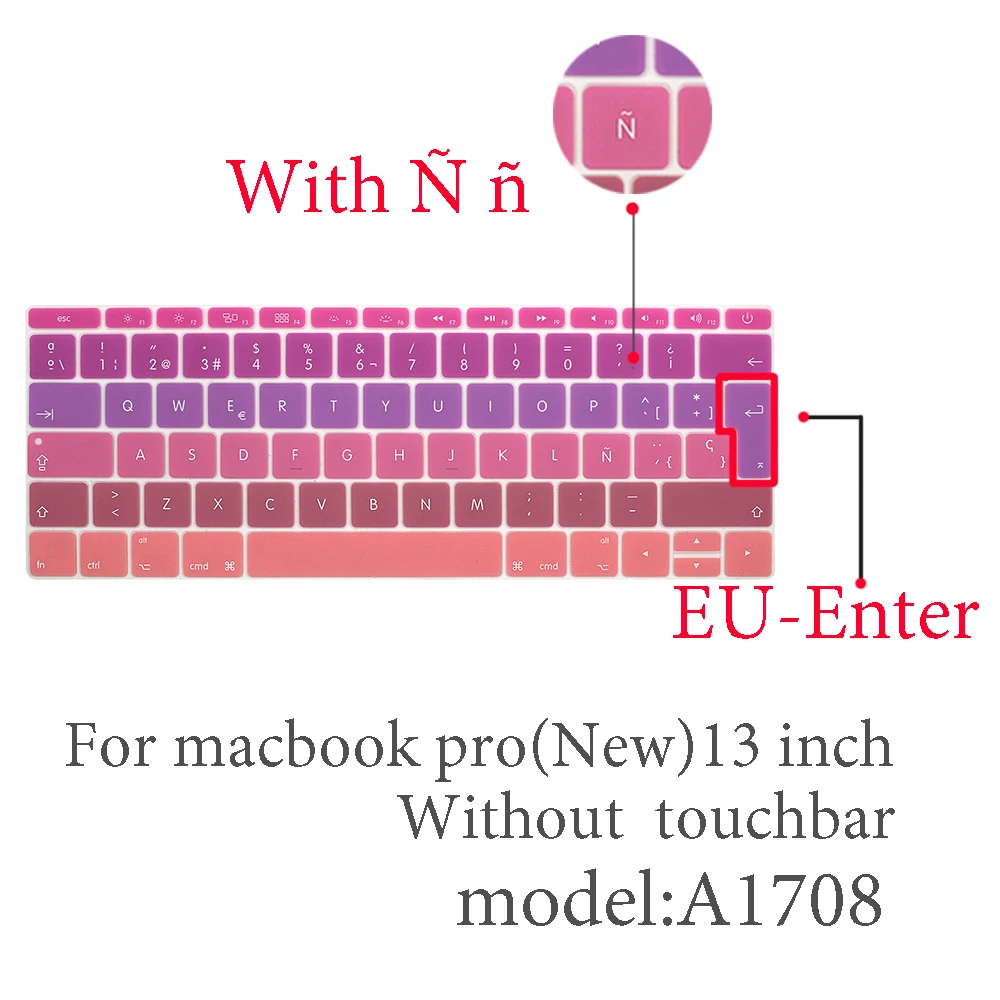 Испанская Защитная пленка для клавиатуры для Mac Book pro 13 A2159 pro13 retina air A1466 A1708A1989A1932 EU-key силиконовая крышка клавиатуры